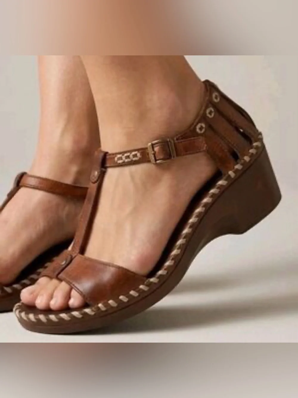 Ariat Shalimar Leather T-Strap Buckle Wedge Gladiator Sandals Women’s Size 8B